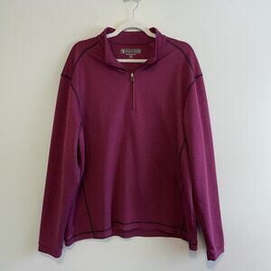 Pebble Beach Size L Burgundy Pullover Jacket 1/4 Zip Collar Long Sleeves